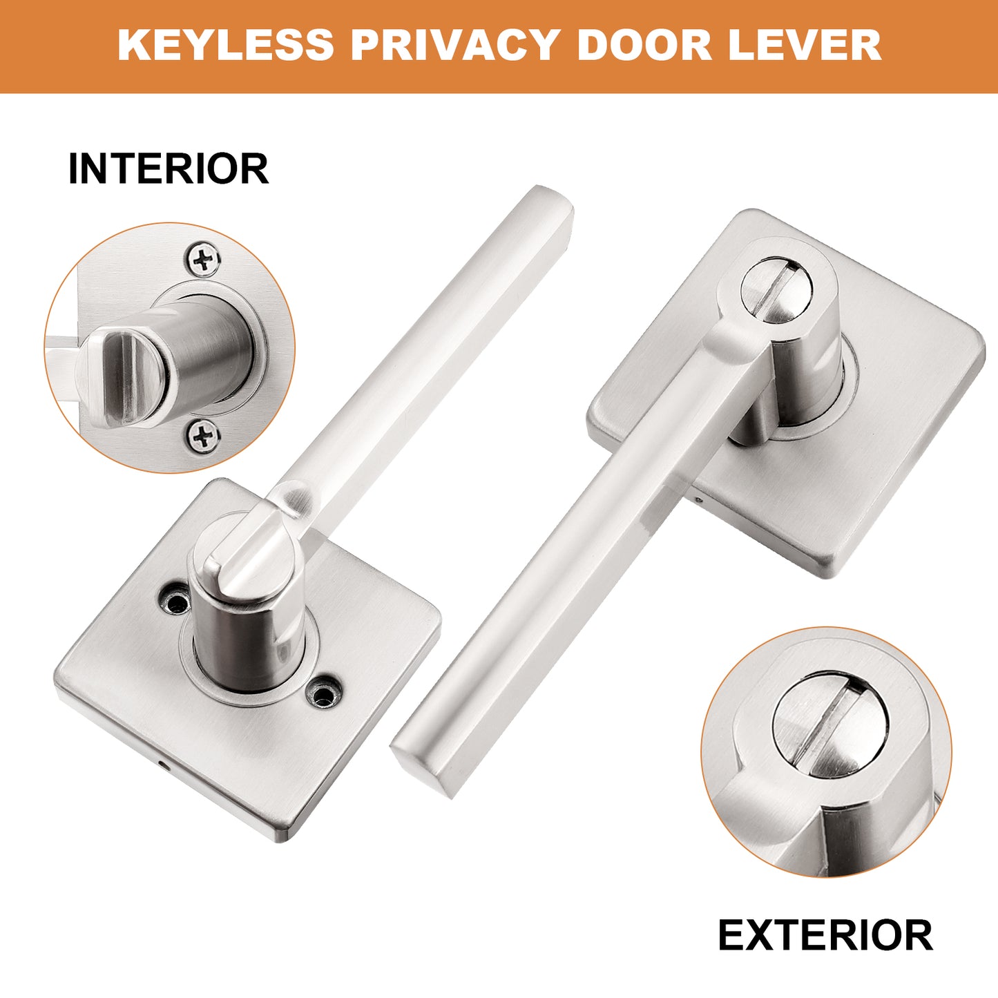 Heavy Duty Door Handles Brushed Nickel Finish, Privacy/Passage Function, DL1603SN