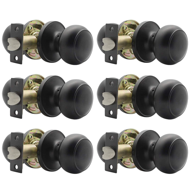 Probrico Passage Interior Door Knobs Hall and Closet Door Handle Keyless Black Lockset Stainless Steel 5 Pack - Probrico