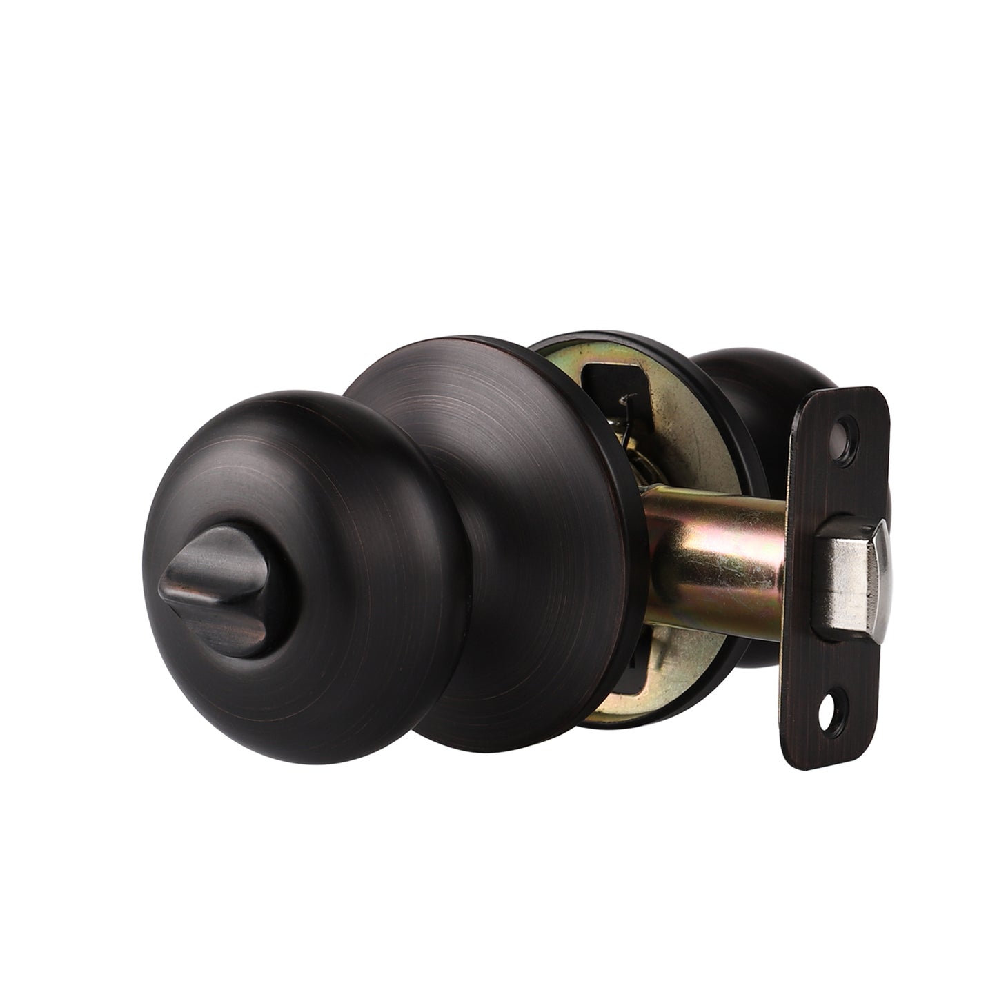 Single Connect Rod Flat Ball Knobs Privacy Door Lock Knob Oil Rubbed Bronze Finish DL5766ORBBK - Probrico