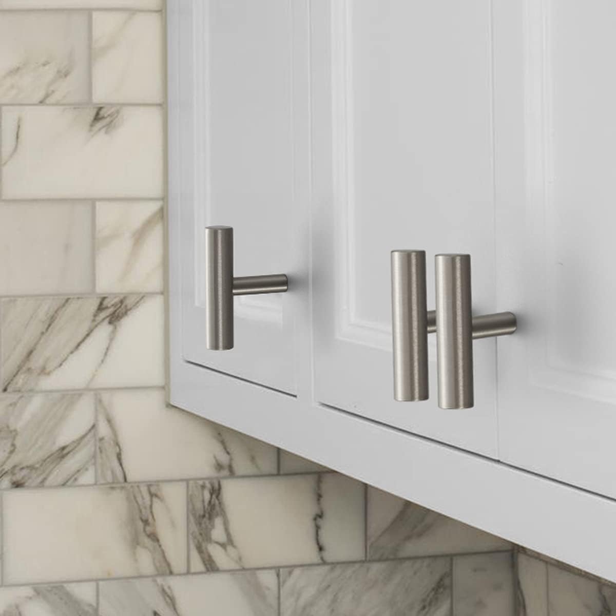 (30 Pack)Probrico Euro Bar Cabinet Knobs Satin Nickel Kitchen Cabinet Knobs Stainless Steel Furniture Cabinet Hardware Drawer Dresser Handles Pulls