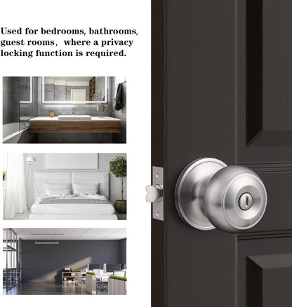 Probrico Brushed Nickel Bed/Bath Knobs Keyless Privacy Interior Doors Locksets