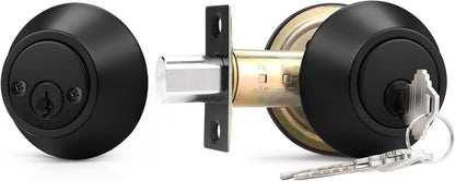 Double Cylinder Deadbolts with Key on Both Side, Keyed Entry Door Lock Black Finish DLD102BK-Combo
