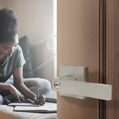 Interior Keyed Entry Door Lock Lever set, Brushed Nickel Door Handle DL01SNET - Probrico