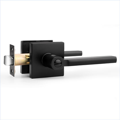 Heavy Duty Door Handles Matte Black Finish, Privacy/Passage Function, DL1603BK