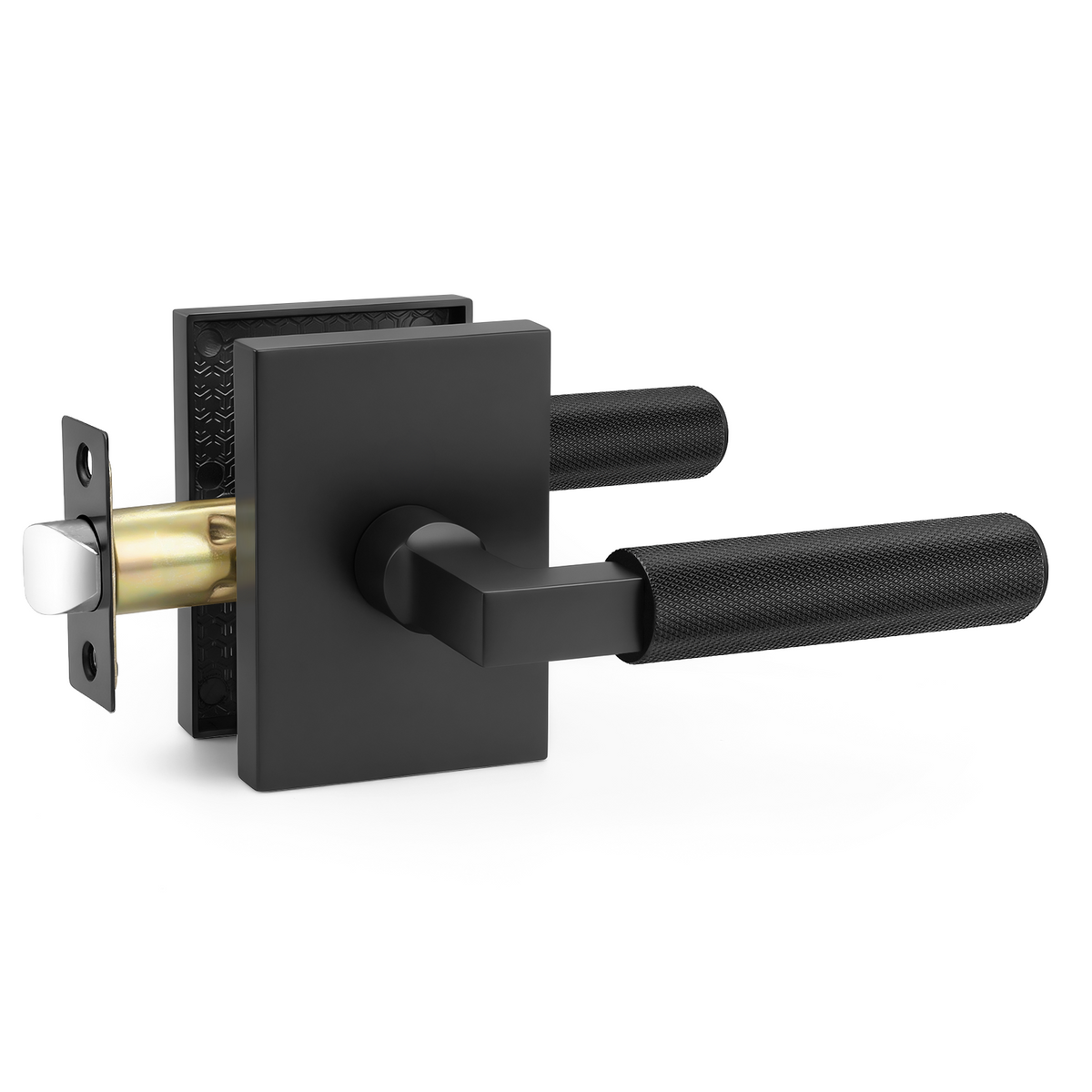 Probrico Black Door Handle, Knurled Passage Door Handles for Hallway and Closet, Matte Black Door Handles Interior, Keyless Modern Door Lever for Left Right Handed, Smooth Turn Action