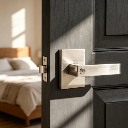 Heavy Duty Door Handles Long Plate Brushed Nickel Finish, Privacy/Passage Function, DL38401SN