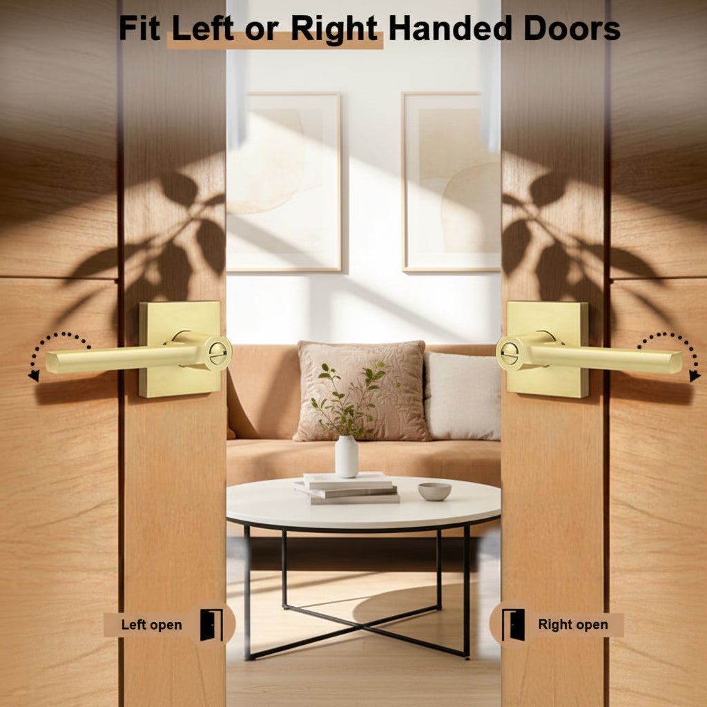 Heavy Duty Door Handles Gold Finish, Privacy/Passage Function, DL1603GD