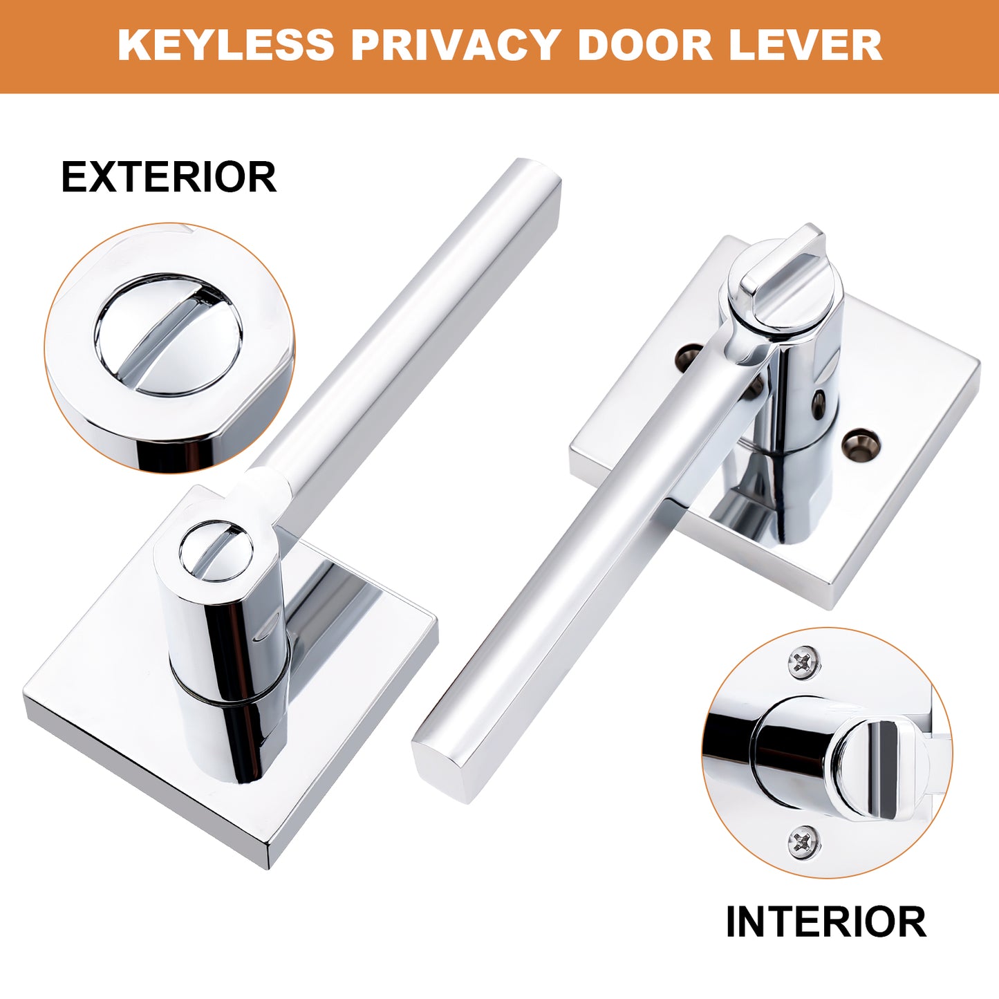 Heavy Duty Door Handles Polished Chrome Finish, Privacy/Passage Function, DL1603PC