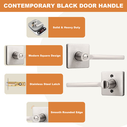 Heavy Duty Door Handles Brushed Nickel Finish, Privacy/Passage Function, DL1603SN