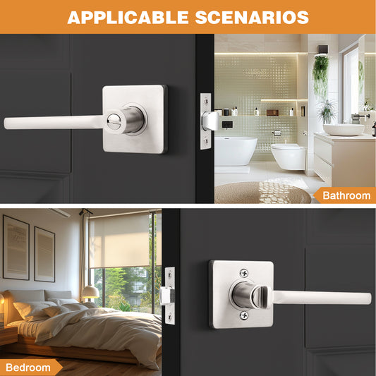Heavy Duty Door Handles Brushed Nickel Finish, Privacy/Passage Function, DL1603SN