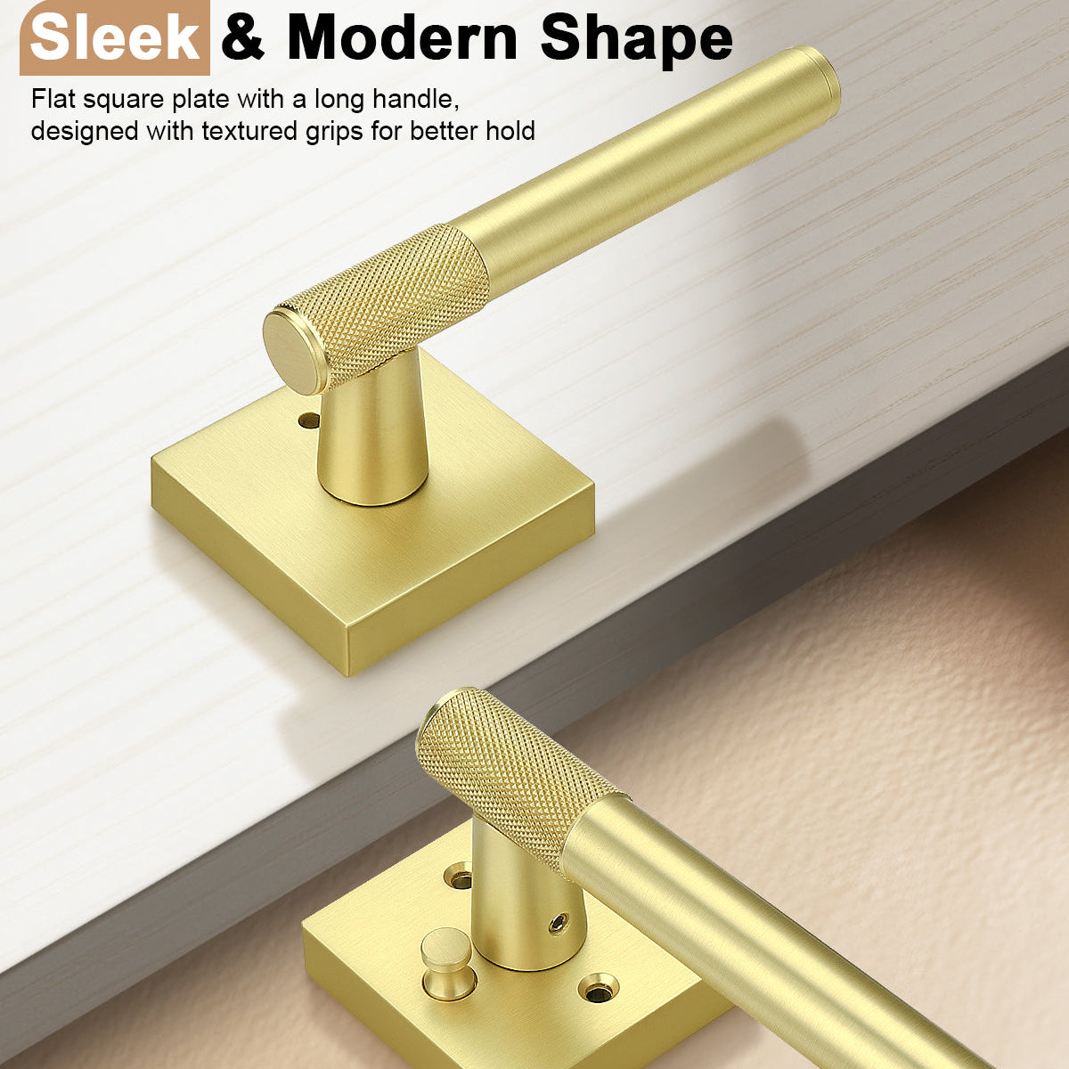 Heavy Duty Door Handles Knurled Gold  Finish, Privacy/Passage Function, DL38305GD