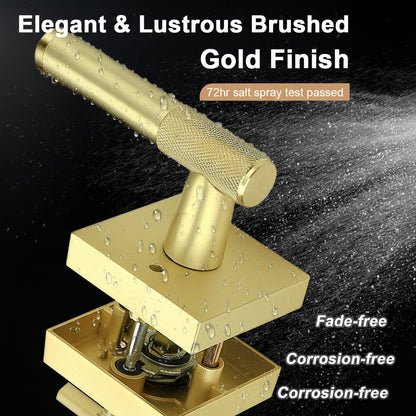 Heavy Duty Door Handles Knurled Gold  Finish, Privacy/Passage Function, DL38305GD