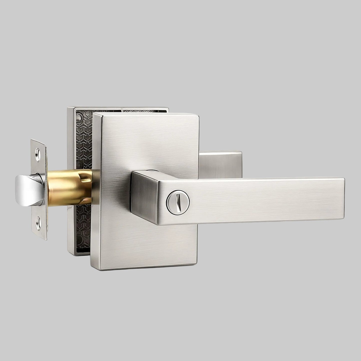 Heavy Duty Door Handles Long Plate Brushed Nickel Finish, Privacy/Passage Function, DL38401SN