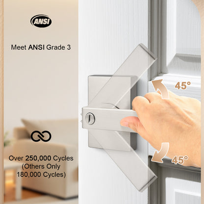 Heavy Duty Door Handles Long Plate Brushed Nickel Finish, Privacy/Passage Function, DL38401SN