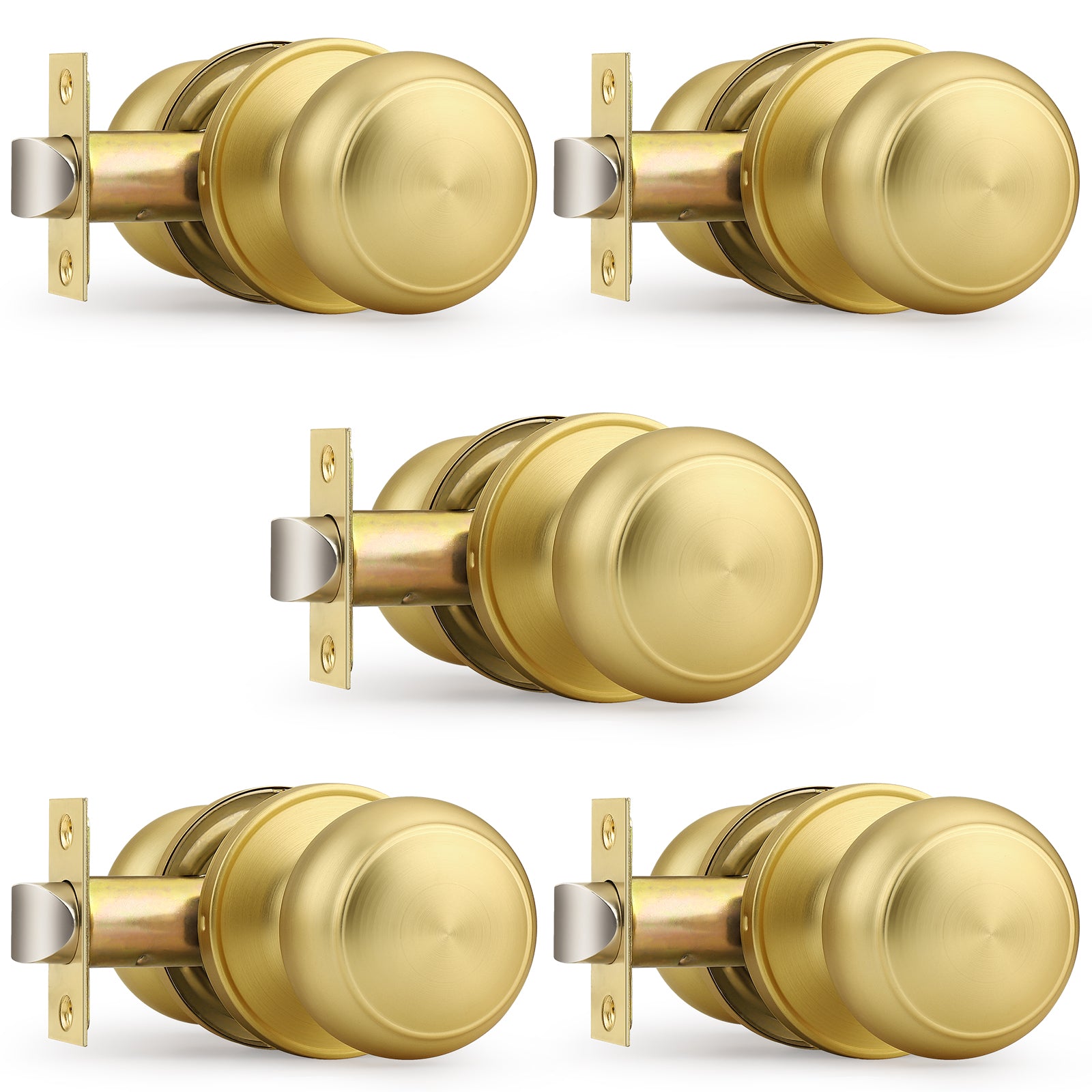 Brushed Brass Passage Door Knobs