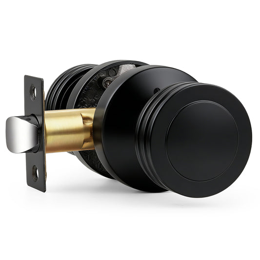 Probrico Privacy Door Knobs with Push-Button Vintage Design Door Knobs for Interior Doors Bedroom Bathroom, Black Finish