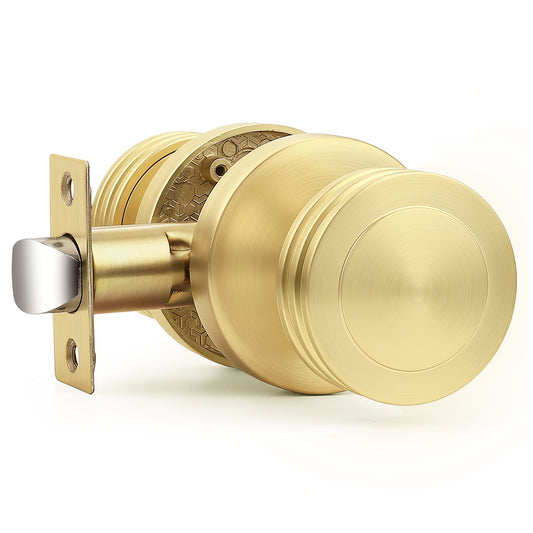 Probrico Keyless Passage Door Knobs with Vintage Design Passage Door Knobs for Interior Doors for Hallway Closet in Gold Finish