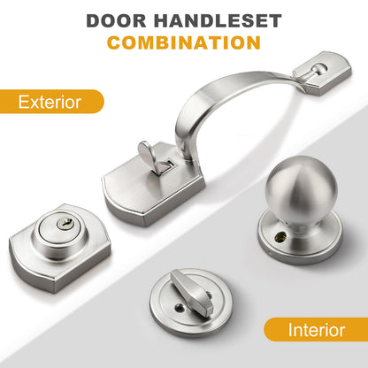 Probrico Front Door Handle / Handle Set with Deadbolt, Black, Gold, Brushed Nickel, Bronze