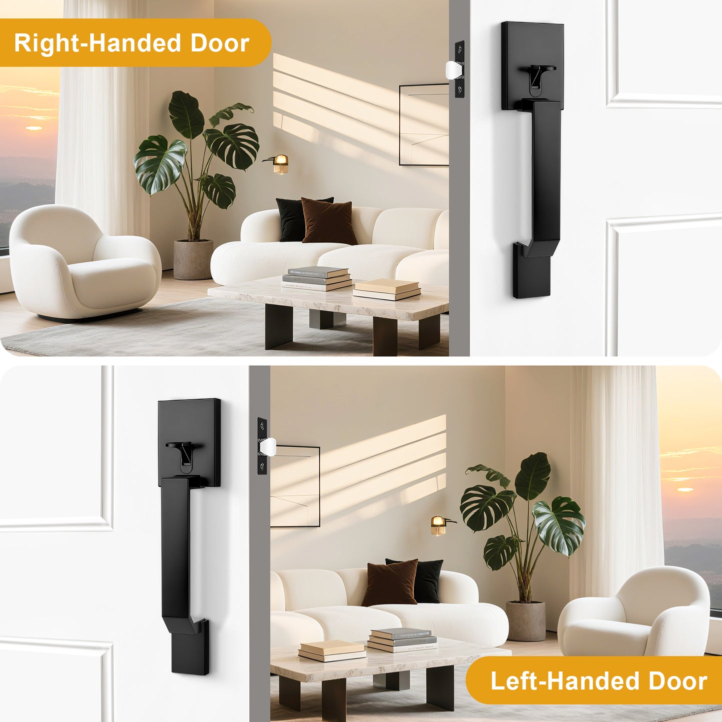 Probrico Front Door Handle / Handle Set with Deadbolt, Black, Gold, Brushed Nickel, Bronze