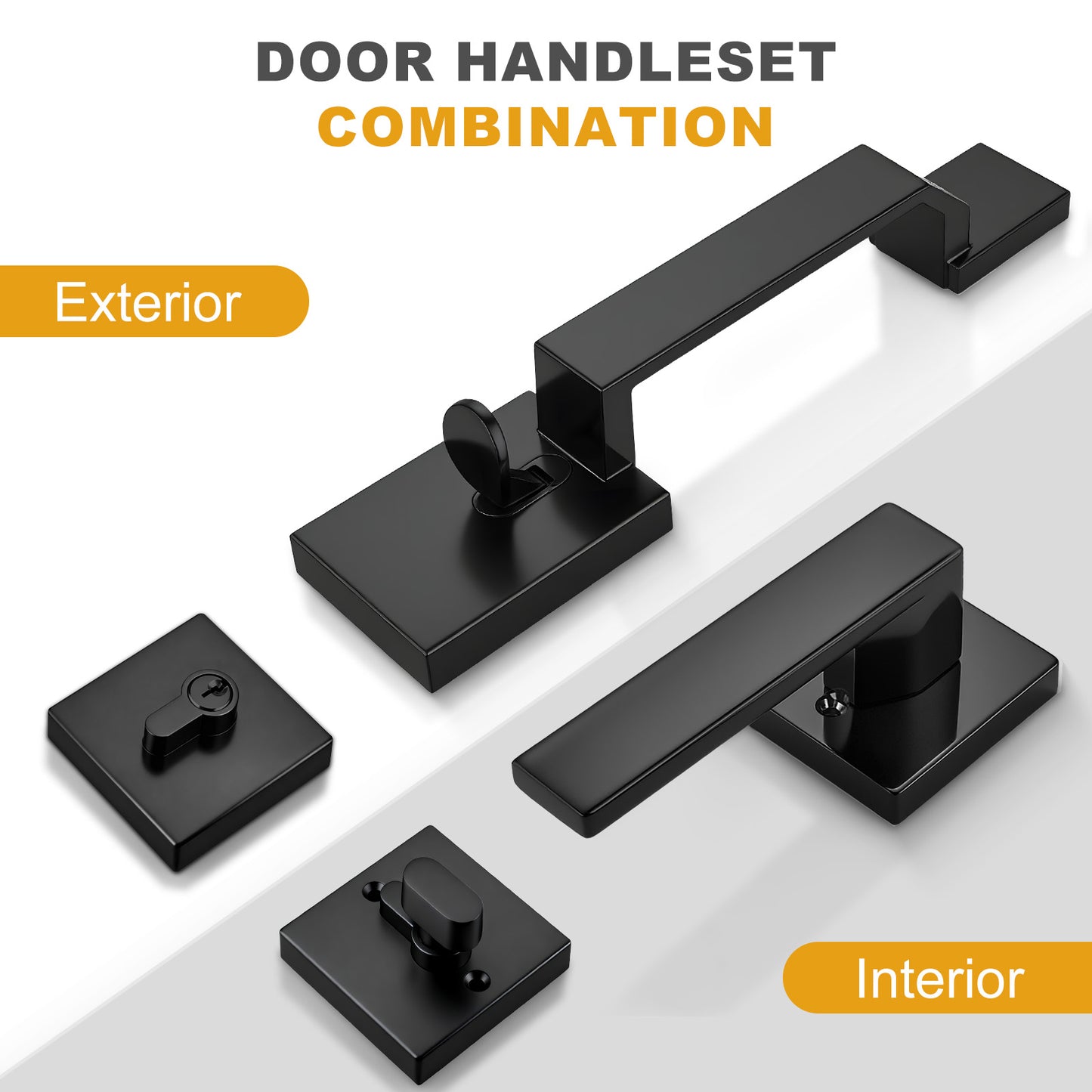 Probrico Front Door Handle / Handle Set with Deadbolt, Black, Gold, Brushed Nickel, Bronze