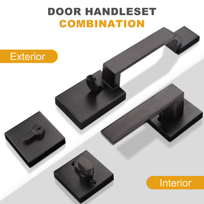 Probrico Front Door Handle / Handle Set with Deadbolt, Black, Gold, Brushed Nickel, Bronze