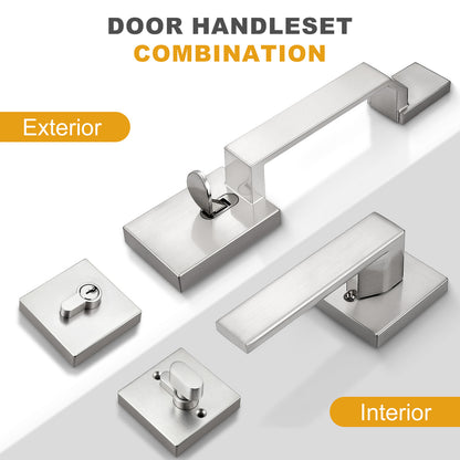Probrico Front Door Handle / Handle Set with Deadbolt, Black, Gold, Brushed Nickel, Bronze