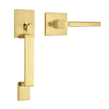 Probrico Front Door Handle / Handle Set with Deadbolt, Black, Gold, Brushed Nickel, Bronze