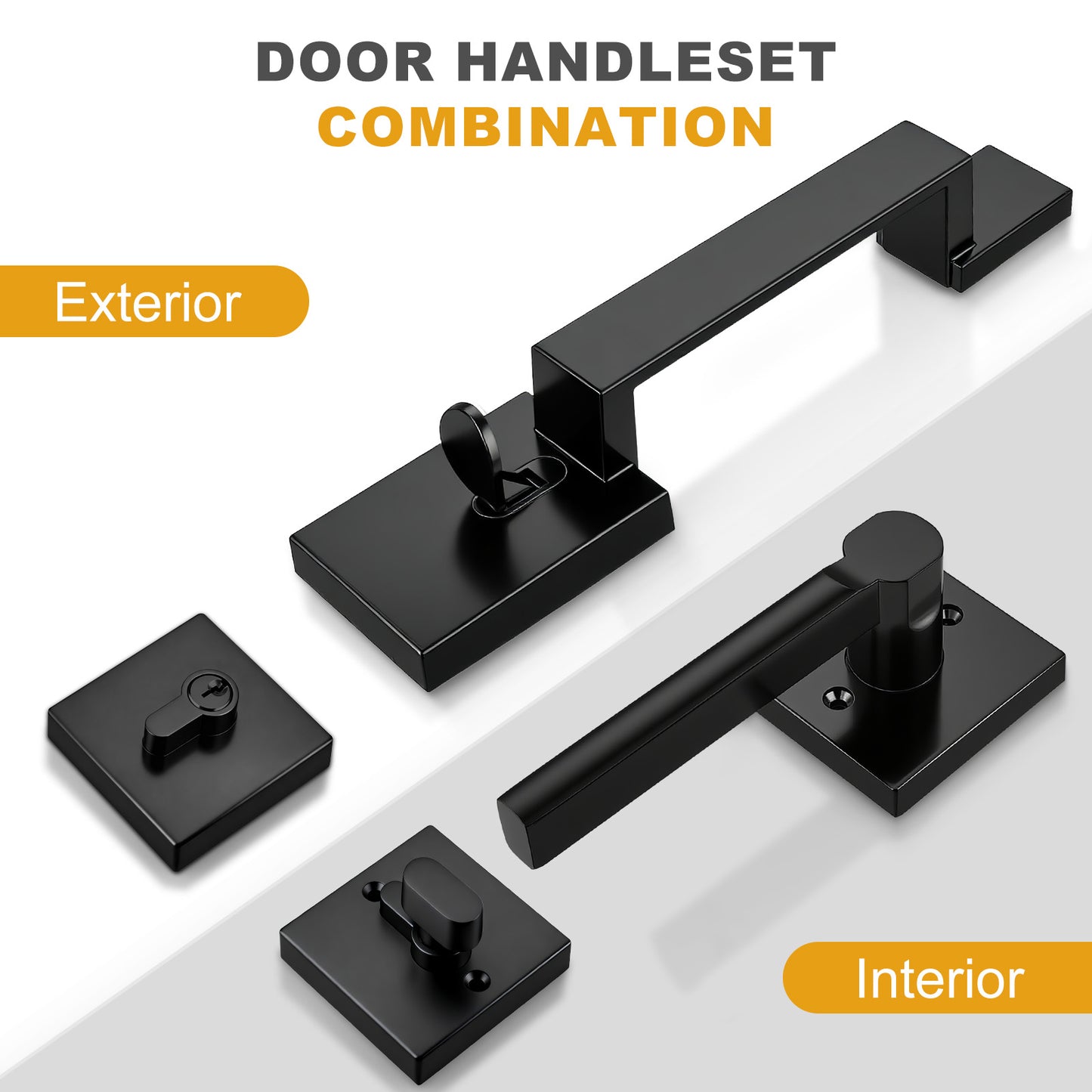 Probrico Front Door Handle / Handle Set with Deadbolt, Black, Gold, Brushed Nickel, Bronze
