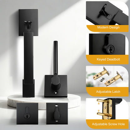 Probrico Front Door Handle / Handle Set with Deadbolt, Black, Gold, Brushed Nickel, Bronze