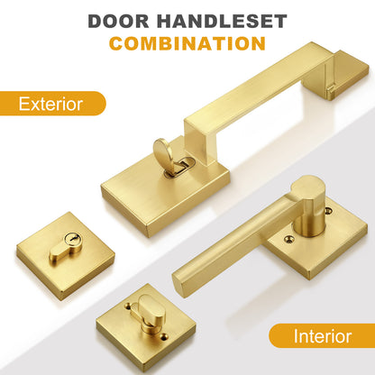 Probrico Front Door Handle / Handle Set with Deadbolt, Black, Gold, Brushed Nickel, Bronze