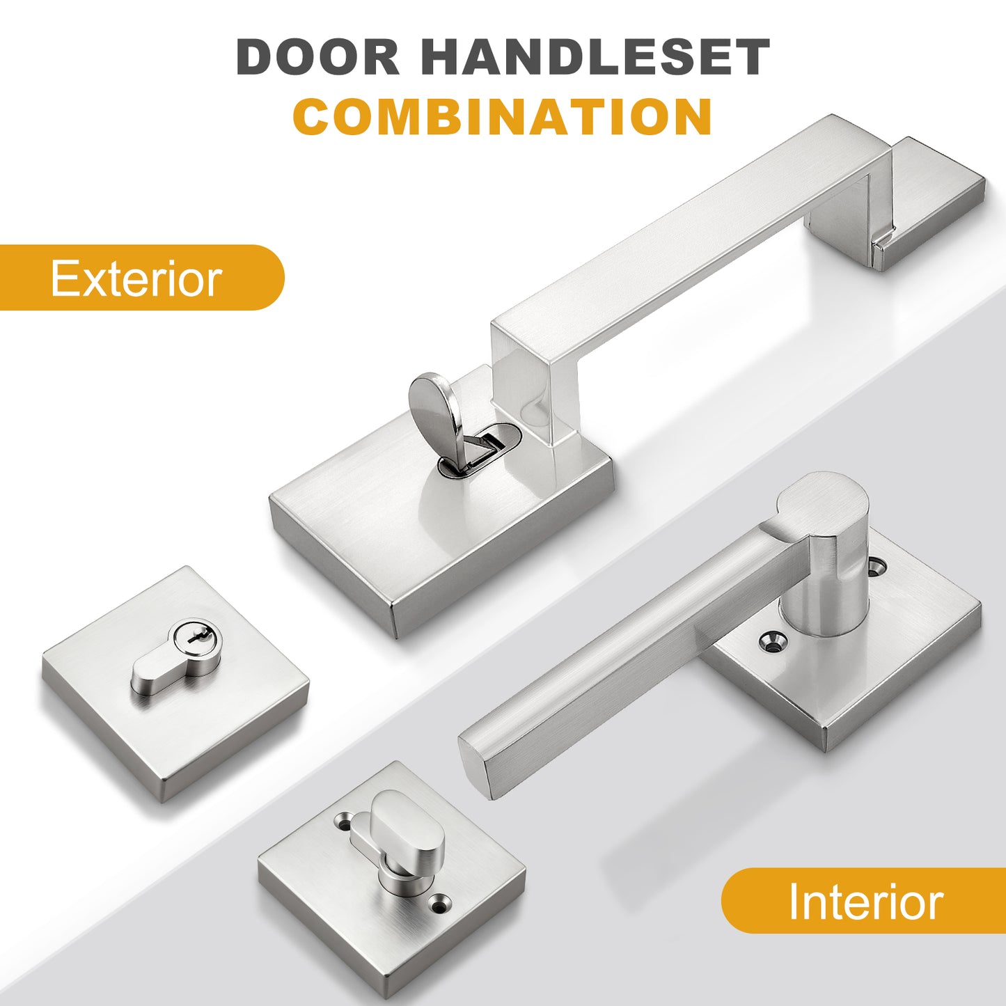 Probrico Front Door Handle / Handle Set with Deadbolt, Black, Gold, Brushed Nickel, Bronze