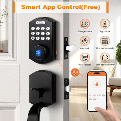 Probrico Smart Keyless Entry Door Lock Deadbolt, Front Door Lock Set with Fingerprint Deadbolt, Electronic Digital Keypad Deadbolt Lock