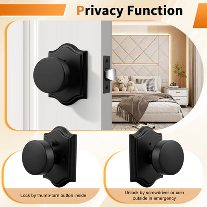 Probrico Door Knobs, Privacy Door Knobs for Bedroom Bahroom, Heavy Duty Closet Passage Interior Door Knobs, Black/Nickel/Gold/ Antique Brass