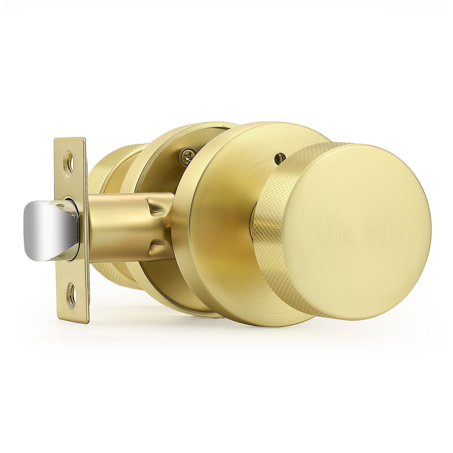 Probrico Brushed Brass/Black Door Knobs, Round  Interior Door Knobs with Round Rosette, Privacy/Passage Door Knob for Bedroom Closet Hallway