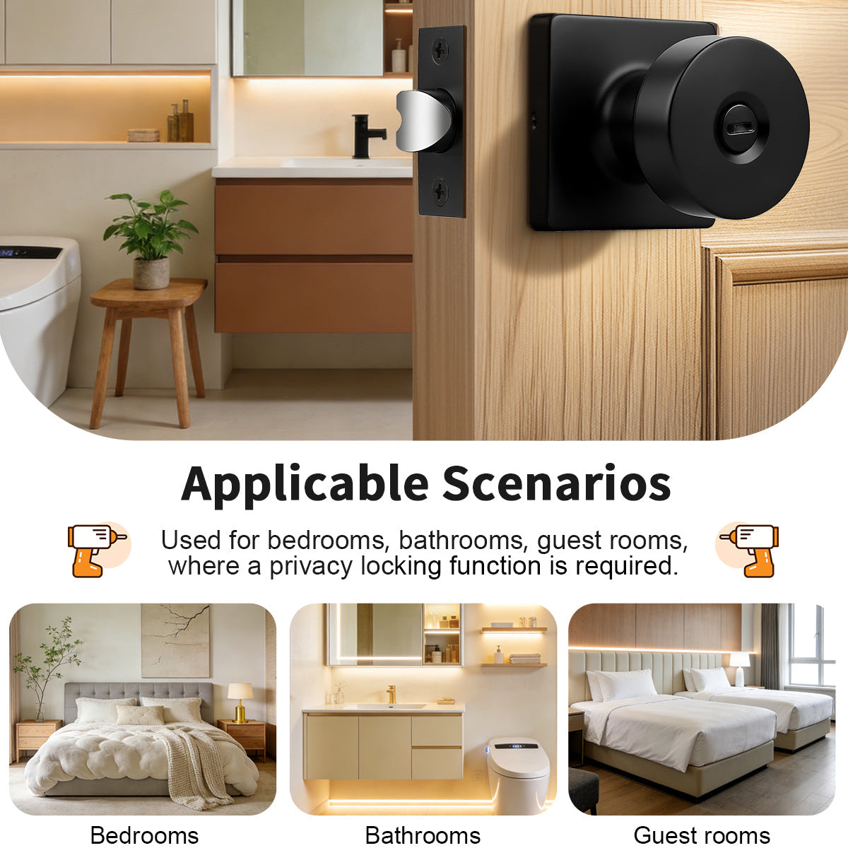 Probrico Privacy/Passage/Dummy/Keyed Door Knobs Interior, Classic Square Panel Door Knob