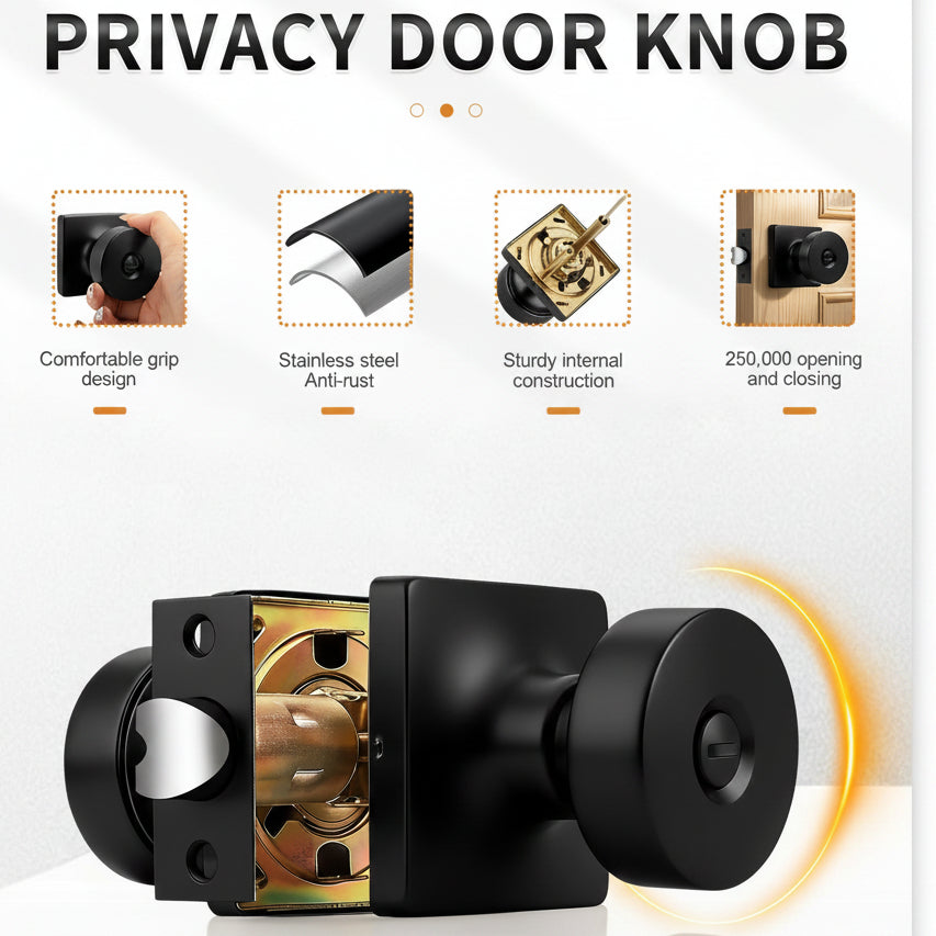 Probrico Privacy/Passage/Dummy/Keyed Door Knobs Interior, Classic Square Panel Door Knob