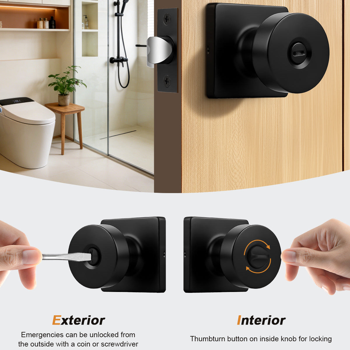 Probrico Privacy/Passage/Dummy/Keyed Door Knobs Interior, Classic Square Panel Door Knob