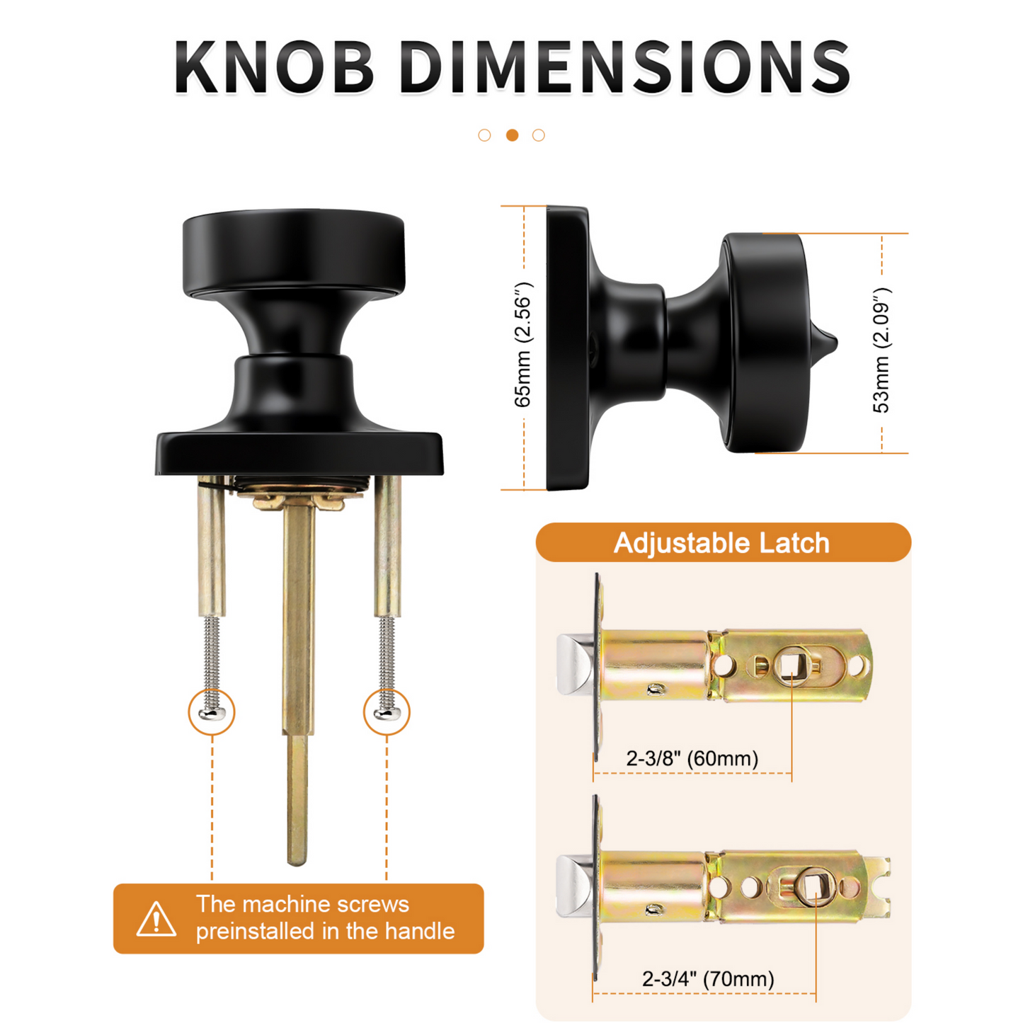 Probrico Privacy/Passage/Dummy/Keyed Door Knobs Interior, Classic Square Panel Door Knob