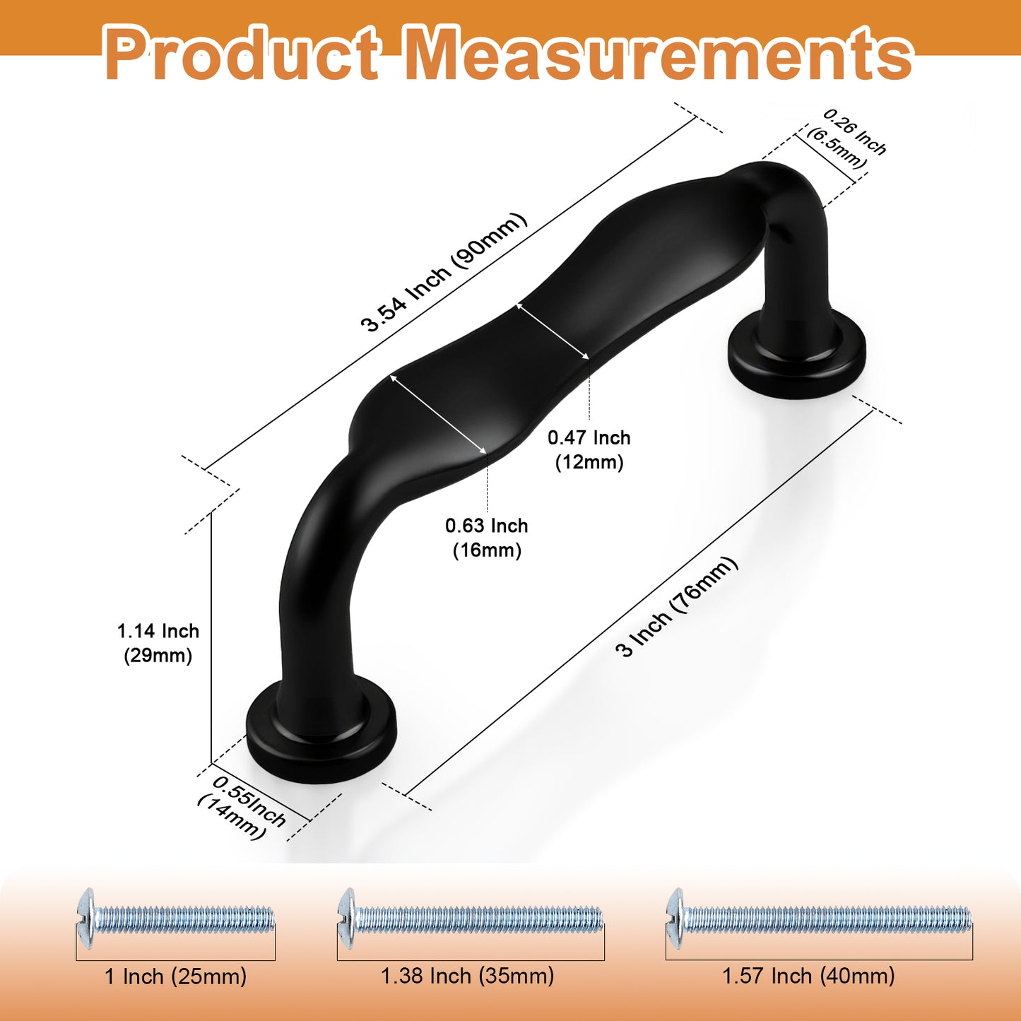 Probrico Arched Kitchen Cabinet Handles,Cabinet Pulls Solid Zinc Alloy Cupboard Hardware for Drawer Pulls