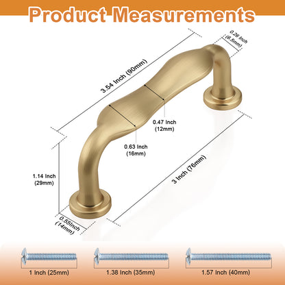Probrico Arched Kitchen Cabinet Handles,Cabinet Pulls Solid Zinc Alloy Cupboard Hardware for Drawer Pulls