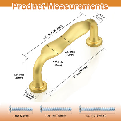 Probrico Arched Kitchen Cabinet Handles,Cabinet Pulls Solid Zinc Alloy Cupboard Hardware for Drawer Pulls