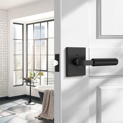 Heavy Duty Privacy Door Handles With Knurled Matte Black Finish, DL38406BKBK