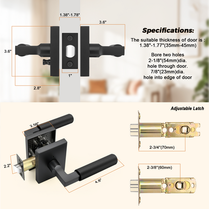 Heavy Duty Privacy Door Handles With Knurled Matte Black Finish, DL38406BKBK