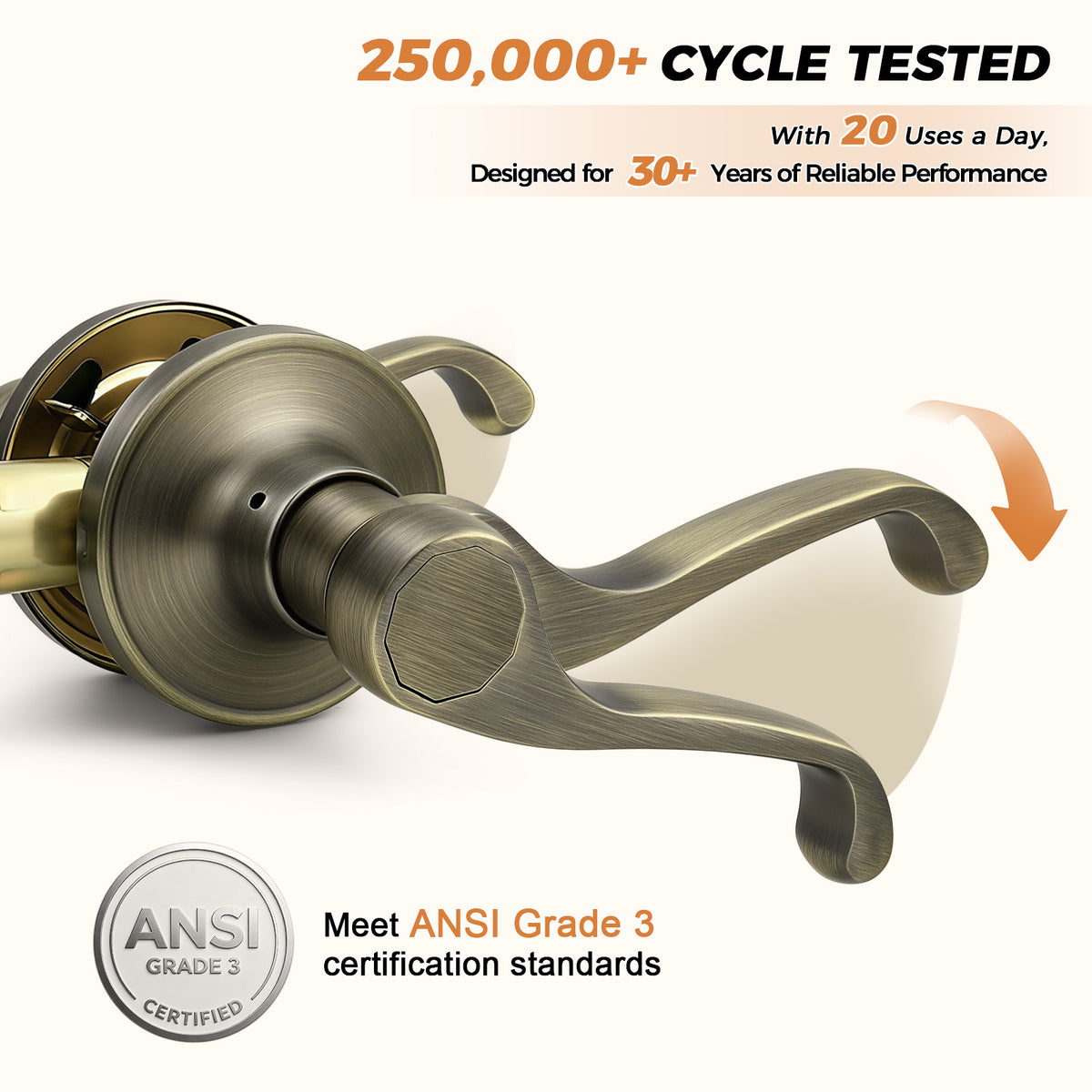 Probrico 2026 New Scroll Passage Door Lever, Antique Bronze Interior Door Handle, Easy Install for Hallway & Closet Door, No Lock Passage Design,Reversible for Left/Right Handed Door, Heavy Duty