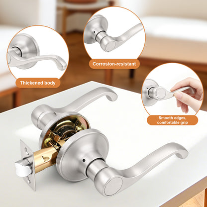 Probrico 2026 New Scroll Passage Door Lever, Satin Nickel Interior Door Handle, Easy Install for Hallway & Closet Door, No Lock Passage Design,Reversible for Left/Right Handed Door, Heavy Duty