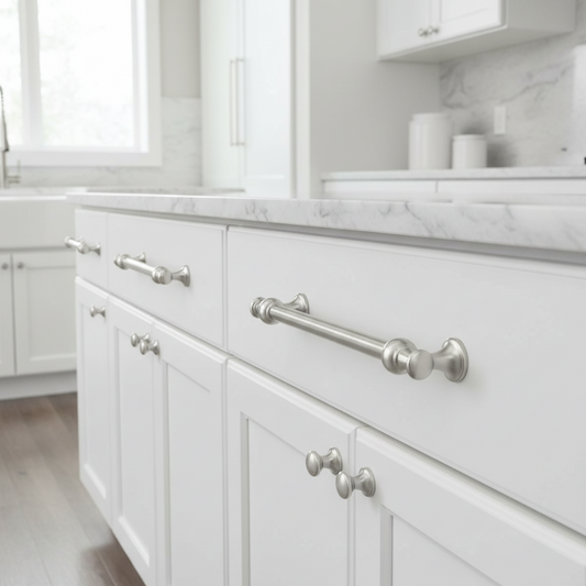Probrico Brushed Nickel Cabinet Pulls 5 Pack 3 Inch (76mm) Hole Center, Kitchen Cabinet Hardware Nickel Dresser Drawer Pulls, Handles for Cabinets Bathroom Drawers Solid