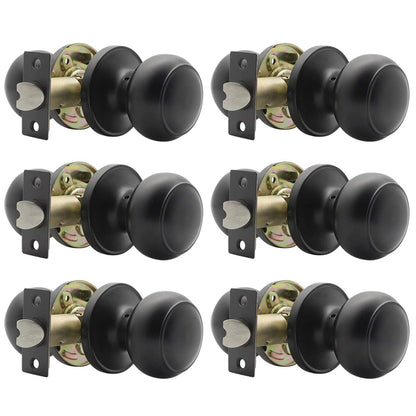 Probrico Passage Interior Door Knobs Hall and Closet Door Handle Keyless Black Lockset Stainless Steel 5 Pack - Probrico