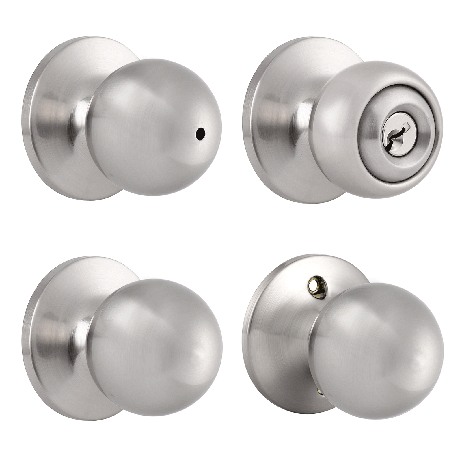 Single Connect Rod Round Ball Knobs Entrance/Privacy/Passage/Dummy Door Lock Knob, Satin Nickel Finish DL5763SN - Probrico