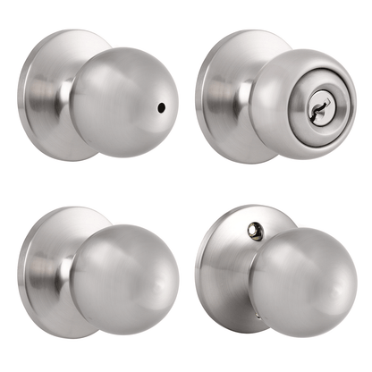 Single Connect Rod Round Ball Knobs Entrance/Privacy/Passage/Dummy Door Lock Knob, Satin Nickel Finish DL5763SN - Probrico