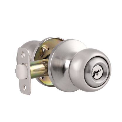 Single Connect Rod Round Ball Knobs Entrance/Privacy/Passage/Dummy Door Lock Knob, Satin Nickel Finish DL5763SN - Probrico